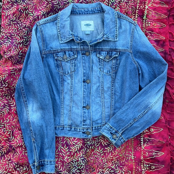 Old Navy Distressed Blue Denim Jean Jacket - Picture 1 of 11